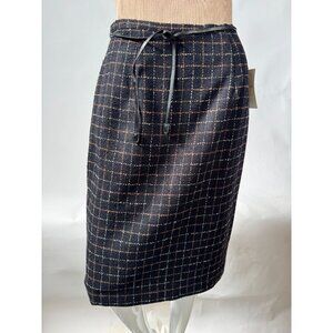 Emma James Womens Size 6 Black & Brown Plaid Skirt Acrylic Blend